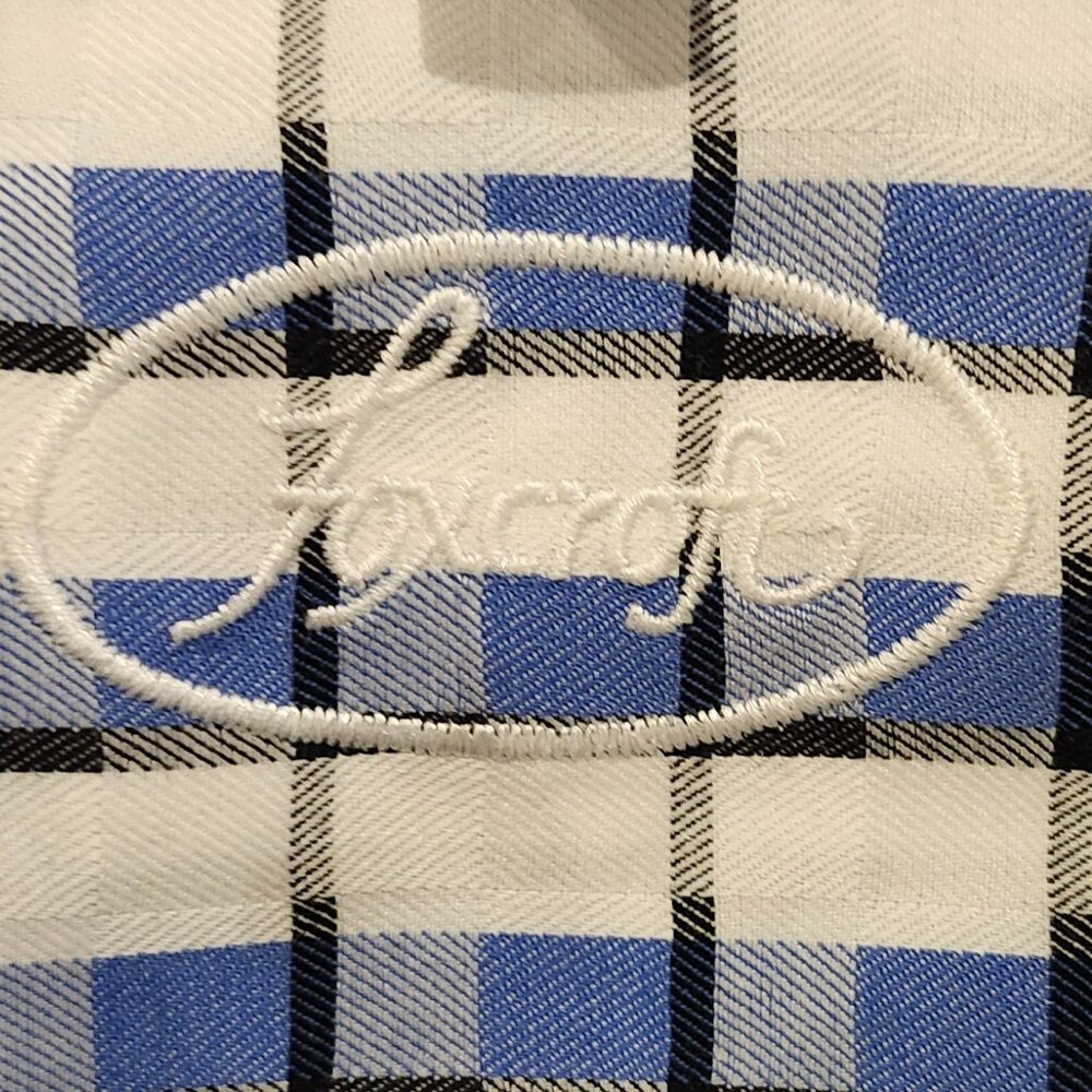 FOXCROFT White, Blue and Black Geometric 100% Cotton Button-up Shirt - Picture 8 of 9